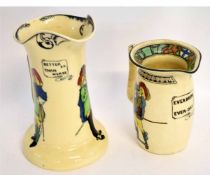 Royal Doulton Series ware shaped jug with inscription "Better so than worse" with figure decoration,