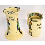 Royal Doulton Series ware shaped jug with inscription "Better so than worse" with figure decoration,