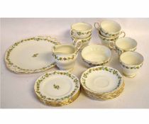Mixed Lot of Paragon rosebud decorated tea wares comprising a cream jug and sugar bowl, six cups and
