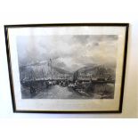 After J M W Turner, RA, engraved by R Wallis, black and white engraving dated 1851, "Hastings", 40 x