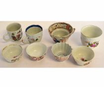 Group of Oriental cups and tea bowls, with polychrome decoration, some with the so-called Stag