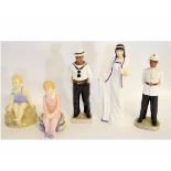 Two Adderley figures of Bahamas Policeman and Harbour Police, together with an Aynsley figure of