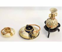 Collection of Japanese Satsuma wares including a miniature tea kettle and a further kettle with