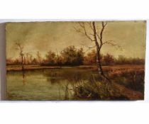Percy Lionel, signed and dated 1890, oil on canvas, Broads view, 41 x 71cms, unframed
