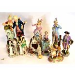 Group of nine assorted 19th/20th century Continental figures, tallest approx 22cms