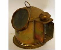 Brass cased ship's gimballed compass with side lamp