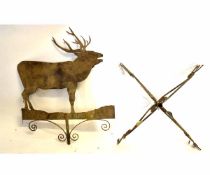 Good quality cut steel weathervane with twisted metal detail with a stag top, approx 135cms tall x