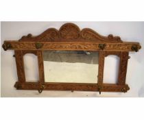 Oak carved overmantel mirror, 122cms wide