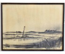 John Kitchen, signed ink and wash, "Holkham Beach", 41 x 54cms