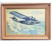 Peter E Clark, signed and dated 85, oil on canvas, AM629 in flight, 29 x 44cms
