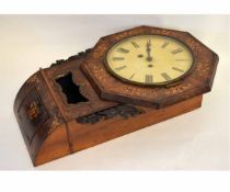 German drop dial clock with satinwood marquetry inlay and carved floral and scrolling foliage mounts