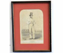 After John C Anderson, pair of lithographs, "Hillyer" and "Fuller Pilch" (cricketers)", 18 x