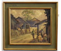 Indistinctly signed pair of watercolours, Oriental street scenes, 22 x 26cms (2)