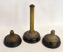 Three Victorian brass and black slag glass oil lamp bases (3)