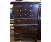 Oak chest on chest fitted with eight drawers on bracket feet, circa late 18th/early 19th century,