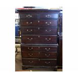 Oak chest on chest fitted with eight drawers on bracket feet, circa late 18th/early 19th century,