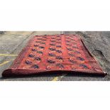 20th century rust ground Afghan type rug, 370 x 271cms