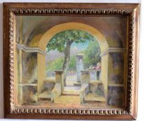 M Debenedetti, signed oil on canvas, Continental balcony, 44 x 52cms