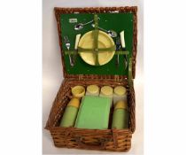 Wicker cased Sirram picnic hamper and contents