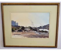 AR Ian Houston, watercolour, signed lower left, Harbour scene, 28 x 40cms