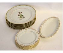 German made Selsmann Welden gilded rim set of six sandwich plates together with a further small oval