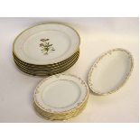 German made Selsmann Welden gilded rim set of six sandwich plates together with a further small oval