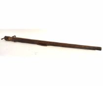Vintage leather cased four-piece bamboo salmon fishing rod by Thurlow & Co