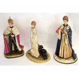 Group of three Capo di Monte figures to include Elizabeth II inscribed to front of base, with Honi