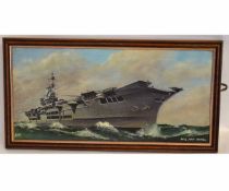 A W G, initialled group of three oils on board, HMS Ark Royal, 19 x 40cms (3)