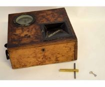 Vintage oak cased Bick time recorder with a silvered dial, 34cms wide x 31cms deep