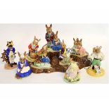 Group of eight Royal Doulton Bunnikins figures to include Family Photographs, The Shipmate