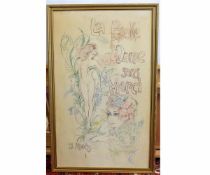 J Keats, signed watercolour, "La Belle Dame sans Merci", 99 x 59cms