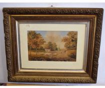 William Frederick Austin, signed pair of pen, ink and watercolours, Norfolk landscapes, 28 X
