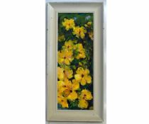 Kevin B Thompson, signed oil on board, Floral study, 79 x 29cms