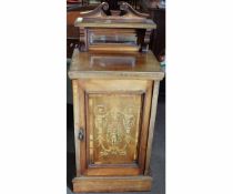 Edwardian mahogany and satinwood inlaid pot cupboard with marquetry inlaid door with classical