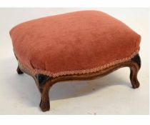 19th century small pink upholstered foot stool, 32cms wide