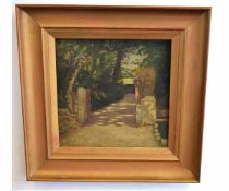 AR George Clausen, RA, oil on board, signed lower left, A shaded path, 34 x 34cms