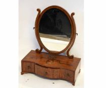 Late 19th century mahogany painted toilet mirror with serpentine base, 46cms wide