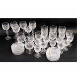 Waterford Crystal part suite with hobnail cut decoration comprising six wine glasses, six large
