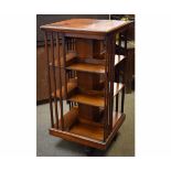 19th century walnut large revolving bookcase, 59cms square x 120cms high