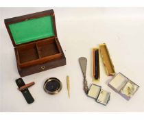 19th century mahogany table top box containing a silver and tortoiseshell mounted lid, a silver