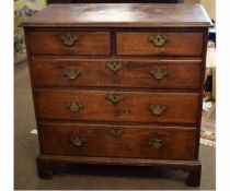 Mahogany chest of five drawers on bracket feet, circa late 18th century, 90cms wide