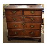 Mahogany chest of five drawers on bracket feet, circa late 18th century, 90cms wide