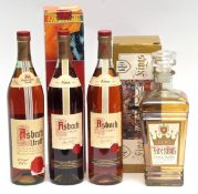 Asbach German Brandy, 700ml, 38% vol (3 bottles, one boxed) and Keo 5 Kings Very Old Reserve