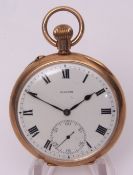 First quarter of the 20th century 9ct gold open face keyless lever watch, S & Co, the frosted and