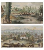 JOHN NIXON (c 1750-1818) "View from Mr Bird's Longbridge Mill near Shirwell Heath, Hants" and "