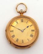 Last quarter of 19th century 18ct gold cylinder type fob watch, Jno Cashmore - 1 North Builds, South