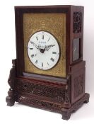 Chinese twin fusee verge table clock on stand, signed H Jung & Co - Shanghai, the rectangular case