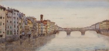 GIULIA CECCHI (19TH/20TH CENTURY) "River Arno" watercolour, signed lower right 16 x 34cms,