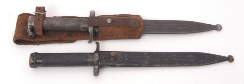 Sweden, model 1896 knife bayonet with single fullered double edged blade, marked 467, together